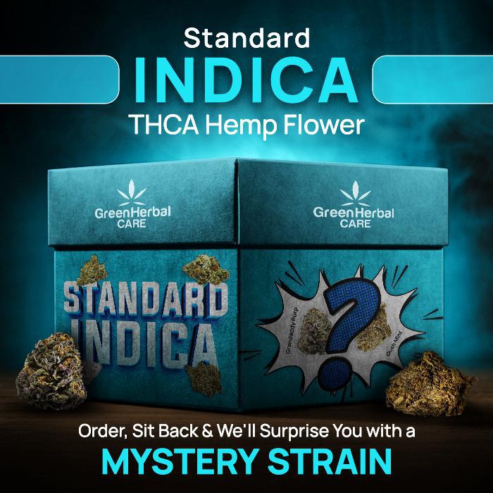 standard indica strain mystery thca hemp flower box