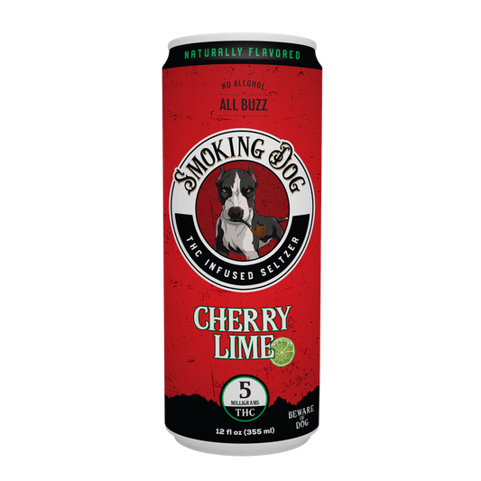smoking dog d9 thc infused seltzer cherry lime flavor
