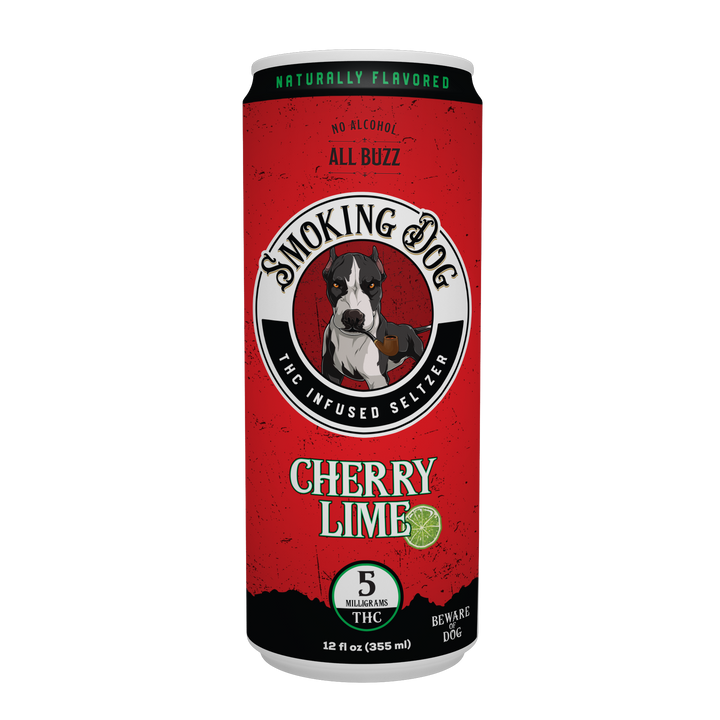 smoking dog d9 thc infused seltzer cherry lime flavor