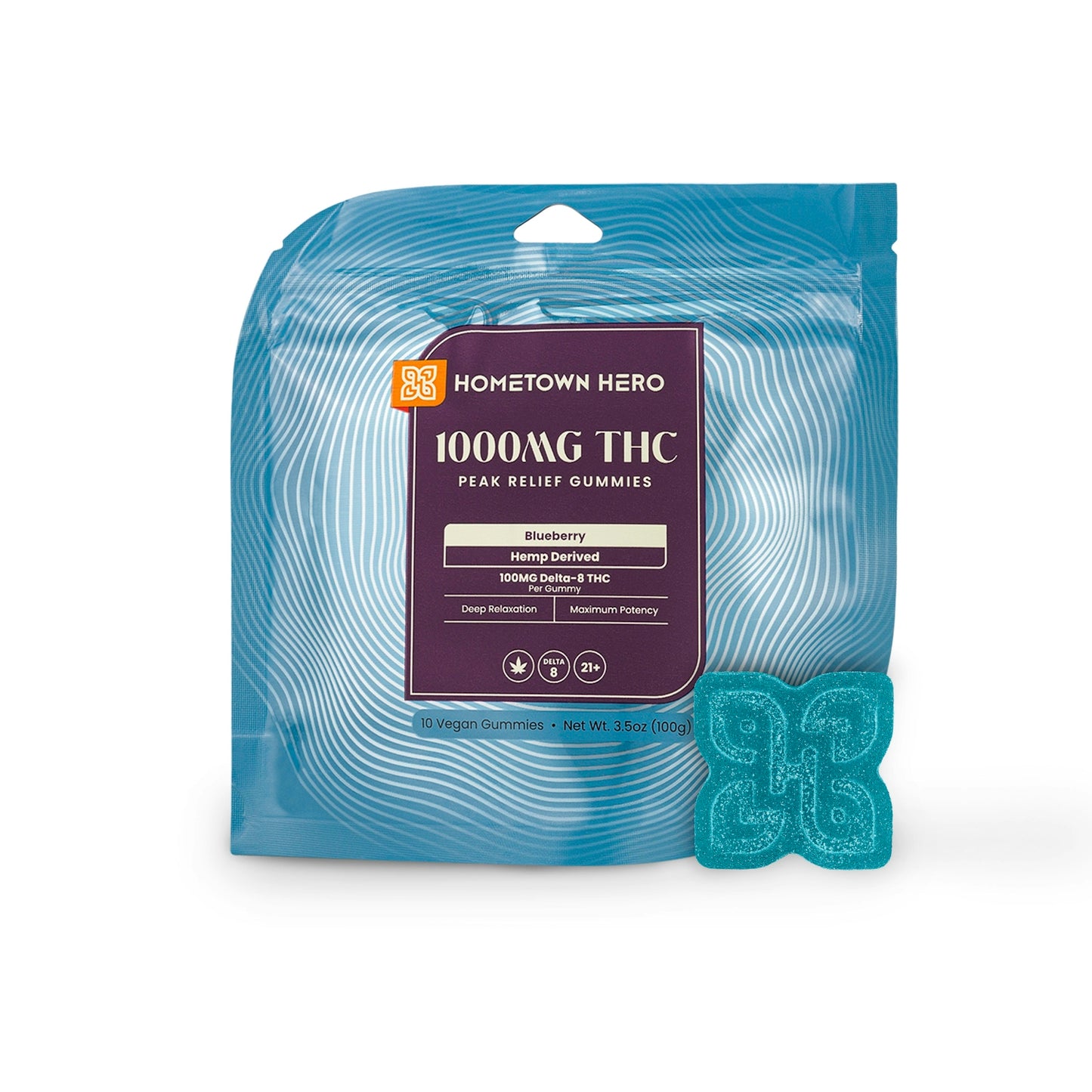 hometown hero blueberry delta 8 thc max gummies 1000mg