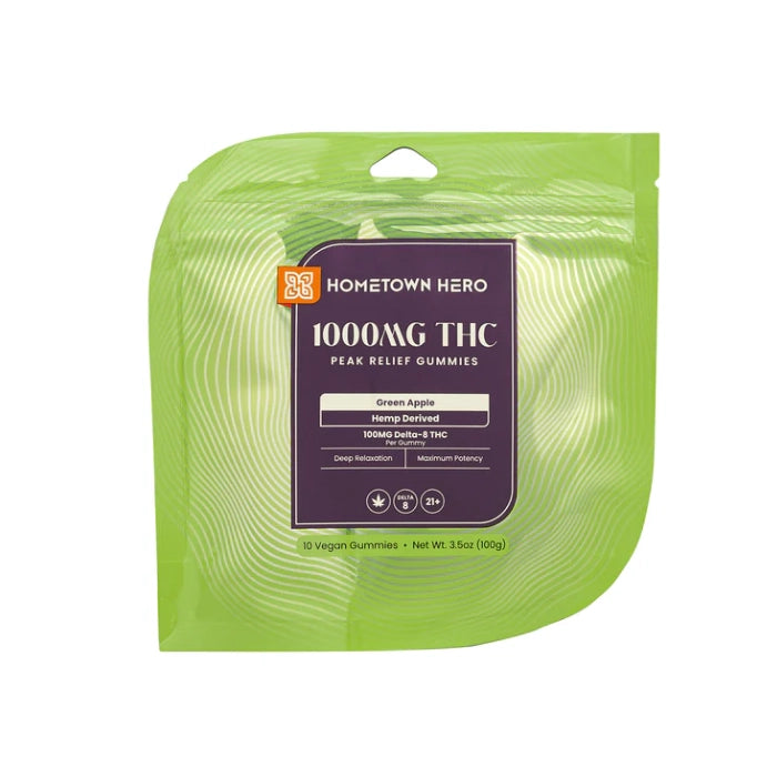hometown hero 1000mg delta-8 thc gummies green apple
