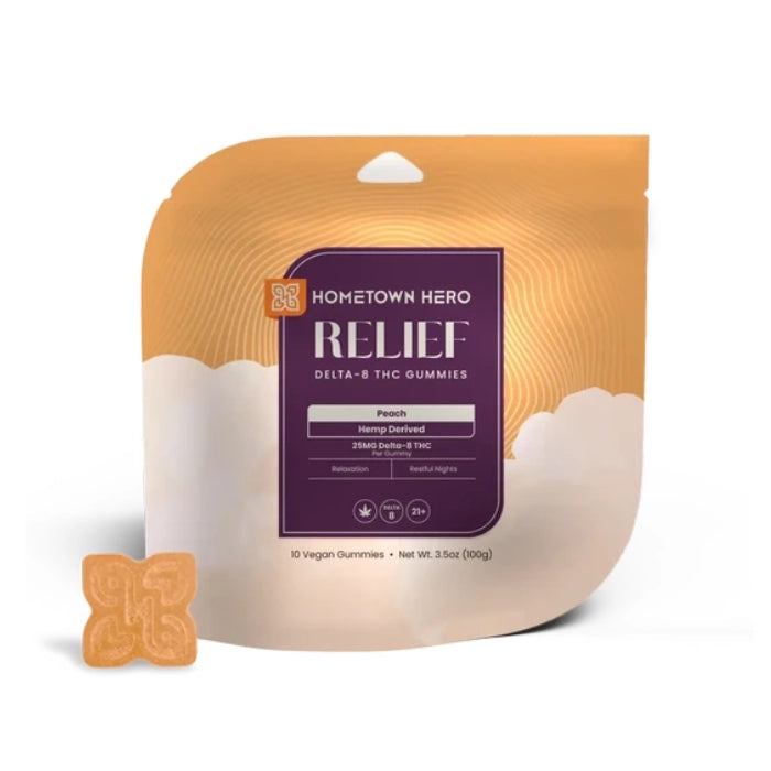 hometown hero relief delta-8 thc gummies peach