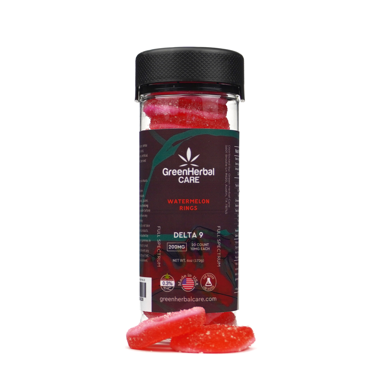 GHC Delta-9 THC Gummies Watermelon Rings