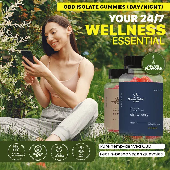 GHC CBD Isolate Gummies DayNightLifestyle Image