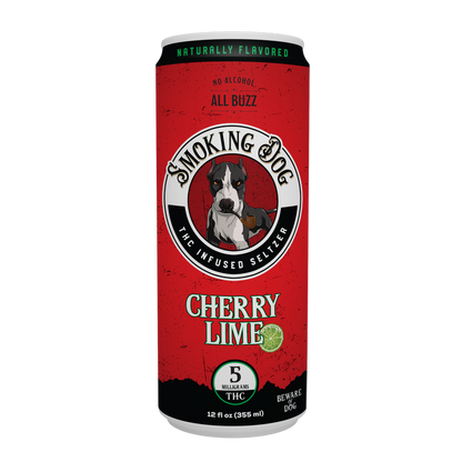 smoking dog d9 thc infused seltzer cherry lime flavor