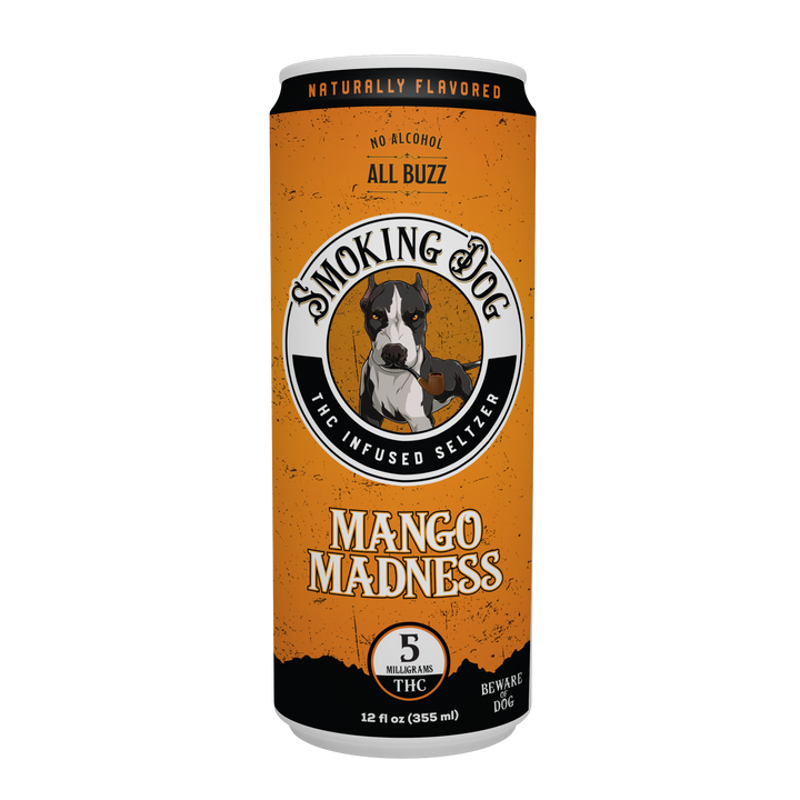smoking dog d9 thc infused seltzer mango madness flavor