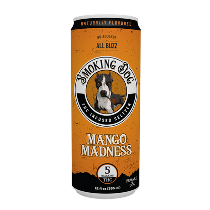 smoking dog d9 thc infused seltzer mango madness flavor