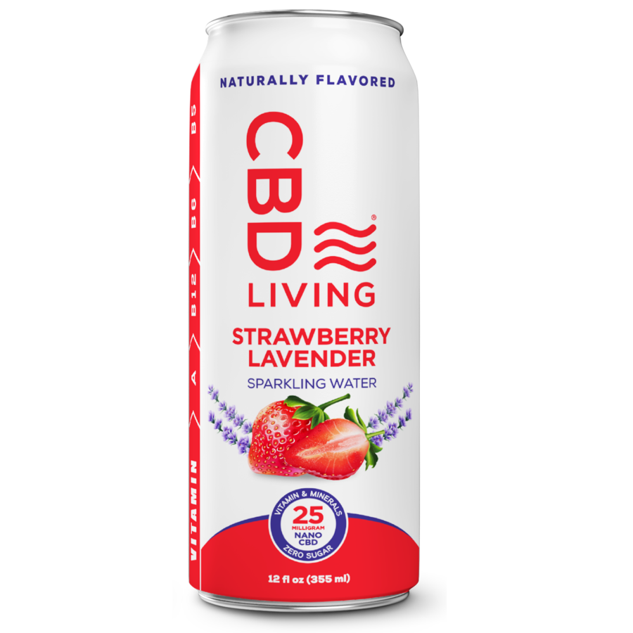 cbd living strawberry lavender sparkling water 355ml