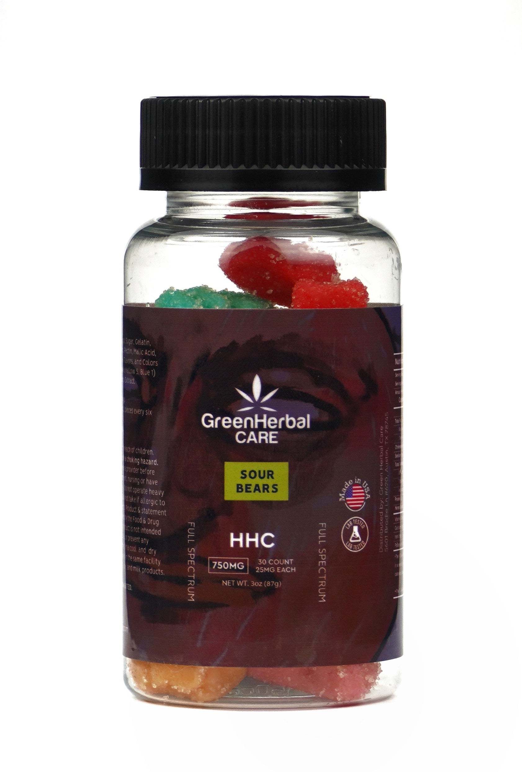 GHC HHC Sour Bears Full Spectrum Gummies Front