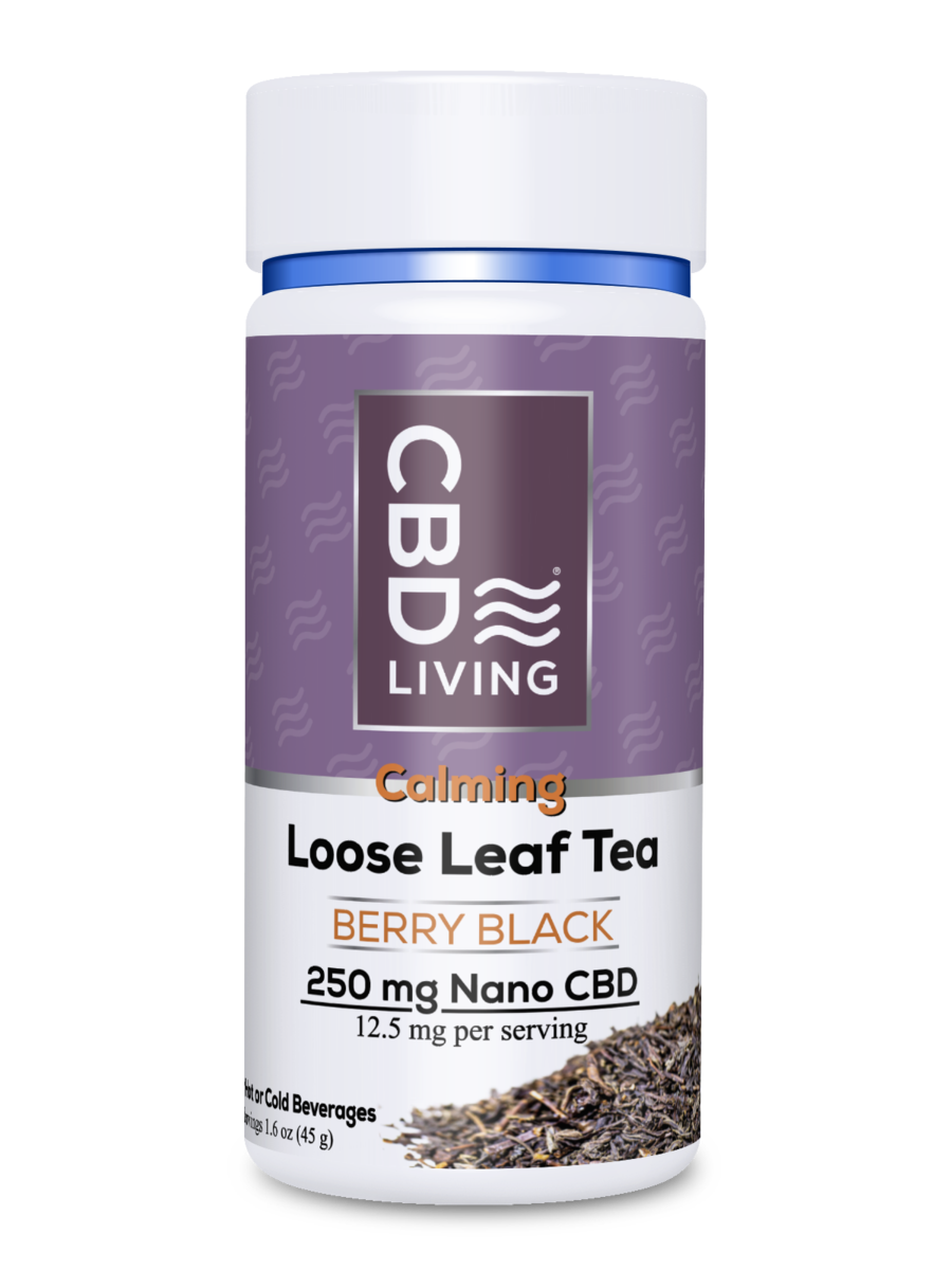 cbd living calming loose leaf tea berry black 250mg