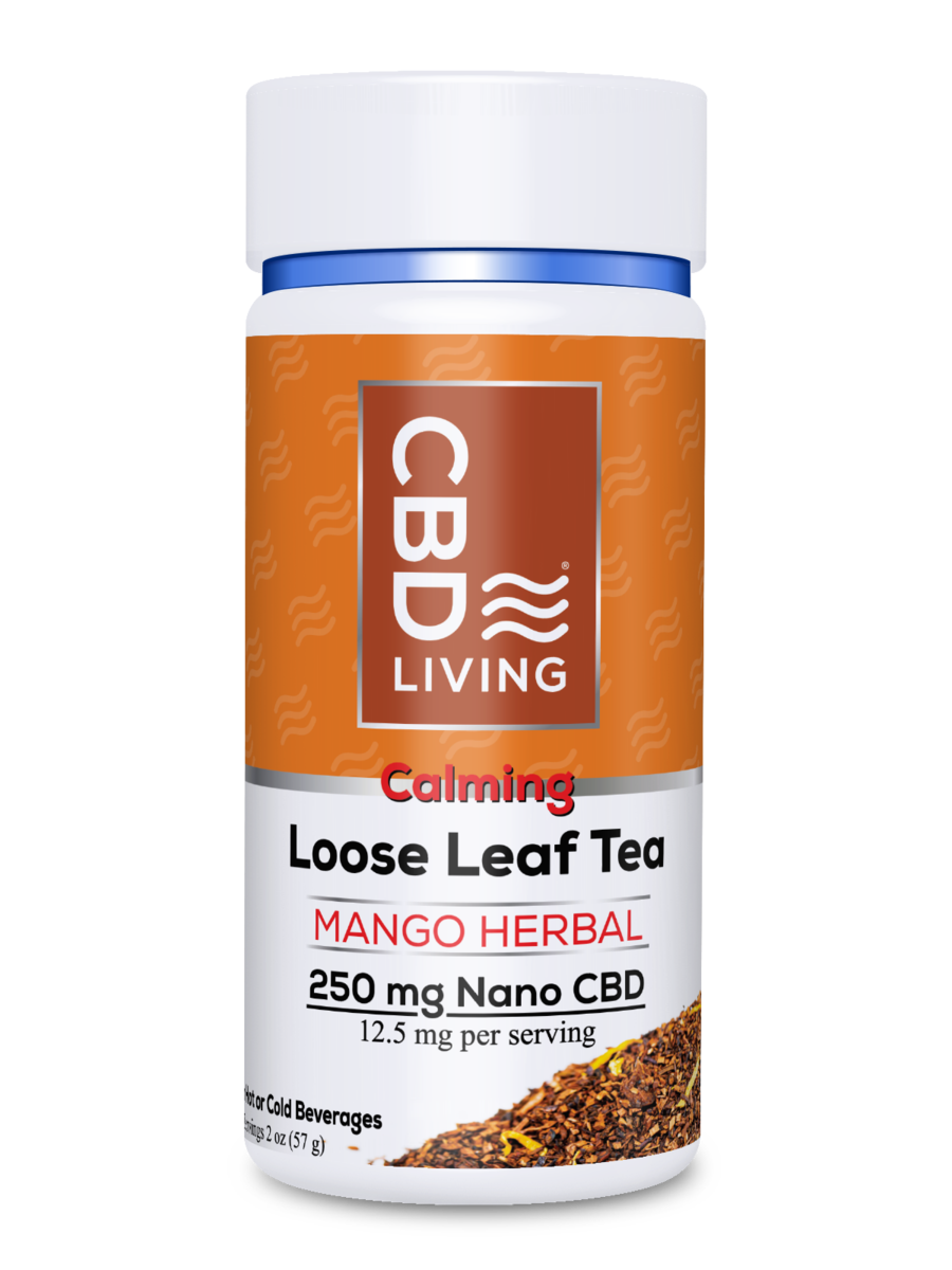 cbd living calming loose leaf tea mango herbal 250mg