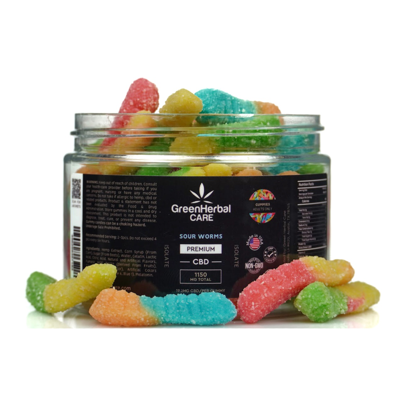 ghc sour worms 1150mg isolate gummies