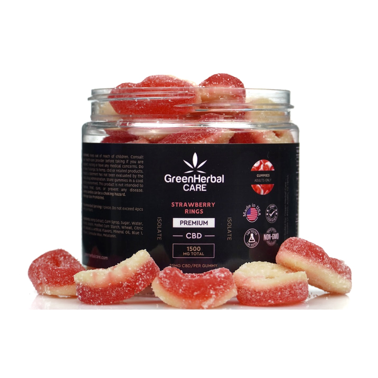 ghc strawberry rings 1500mg isolate gummies