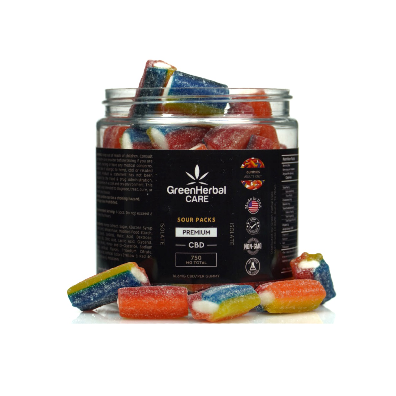 ghc sour packs 750mg isolate gummies